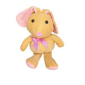 Yellow Plush Corduroy Rabbit Hug & Luv Pink Bow Soft Toy 14"